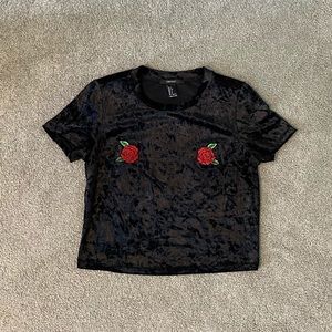 Forever 21 Black Velvet Crop Top